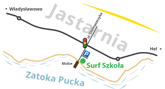 Mapa dojazdu do szkoła kitesurfingu Jastarnia